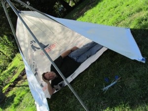 Prototype erected with tarp clips from Aussie Disposals.