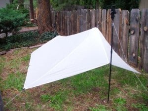 The finished 6.3 ounce tarp, with protected ends and catenary ridgeline.