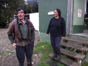 Farewell: Waitutu Lodge caretakers Pete and Rose Baldwin. Great hosts.