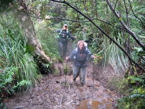 Kerri & Della, descending through mud